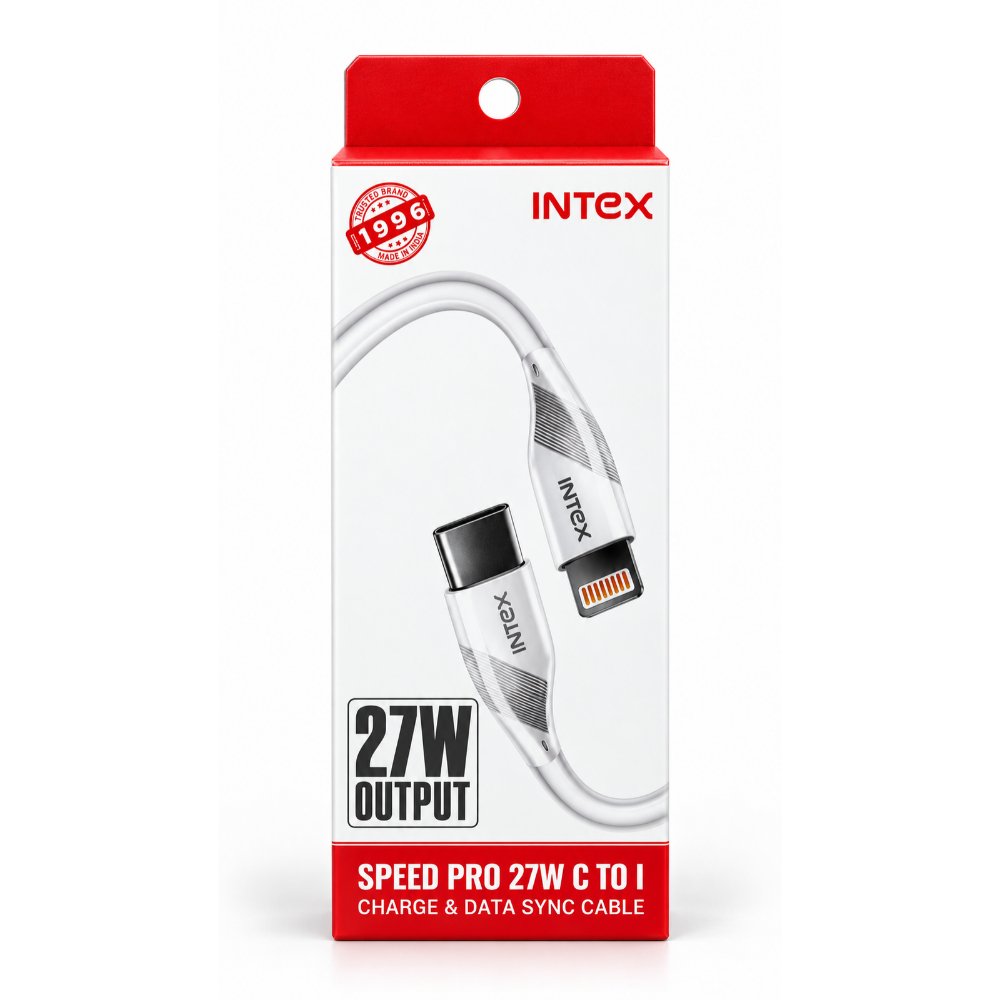 Intex Speed Pro 27W USB-C to Lightning Fast Charging & Data Sync Cable – 1 Meter