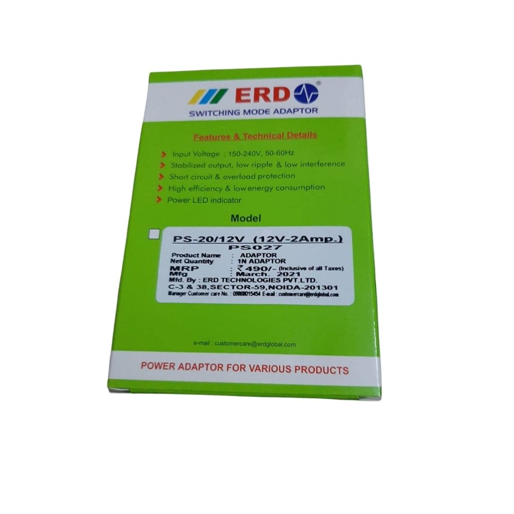 ERD 12V 2A Power Adapter – BIS Certified Adapter for DTH Set Top Box, LED & Speakers