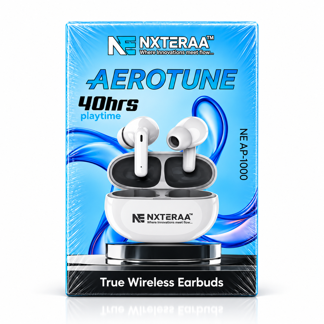 NEXTERAA Aerotune NE AP-1000 True Wireless Earbuds – 40 Hrs Playtime, ENC Mode, Bluetooth 5.4, Type-C Charging
