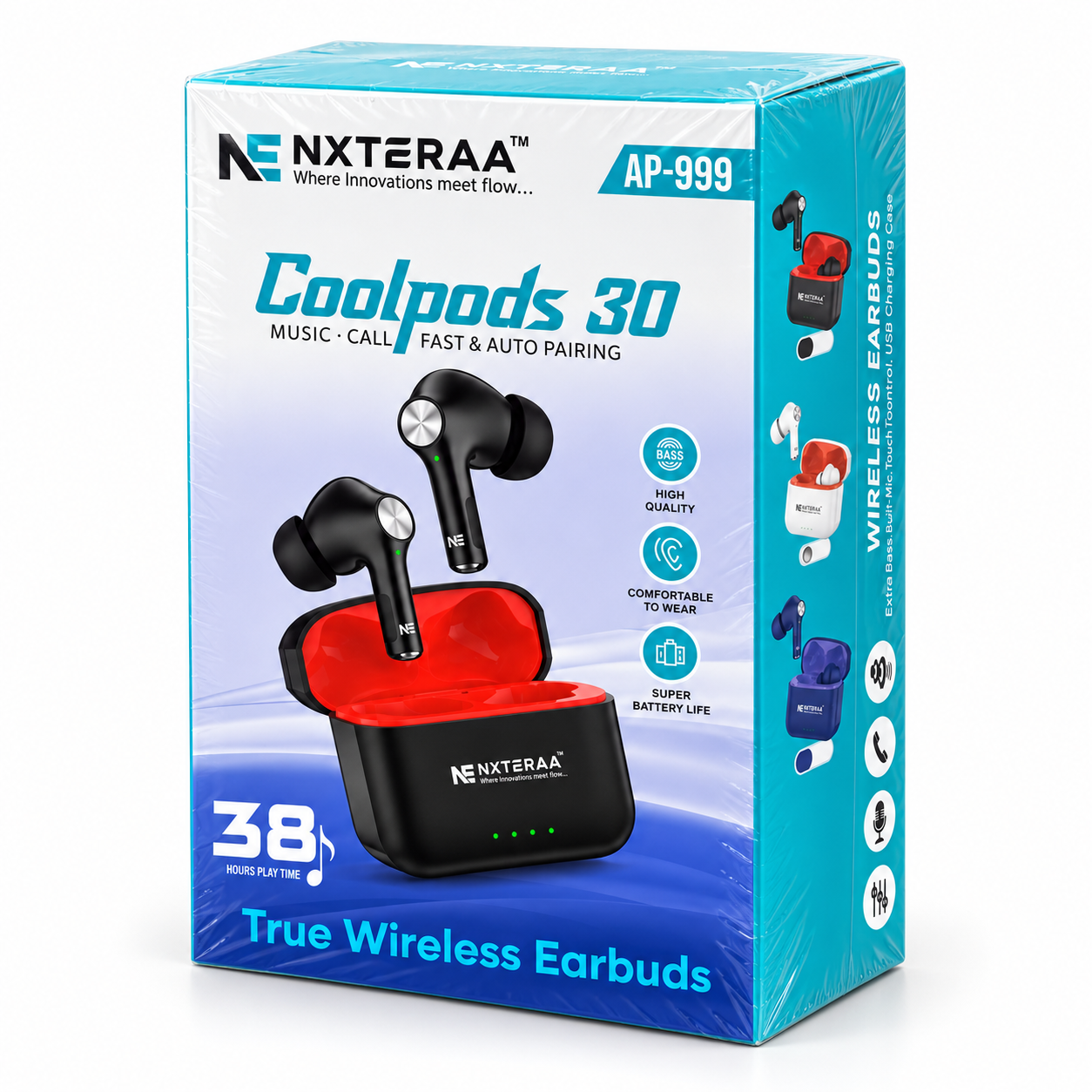 NEXTERAA Coolpods 30 AP-999 True Wireless Earbuds – 38 Hrs Playtime, Bluetooth 5.4, Extra Bass & Touch Control