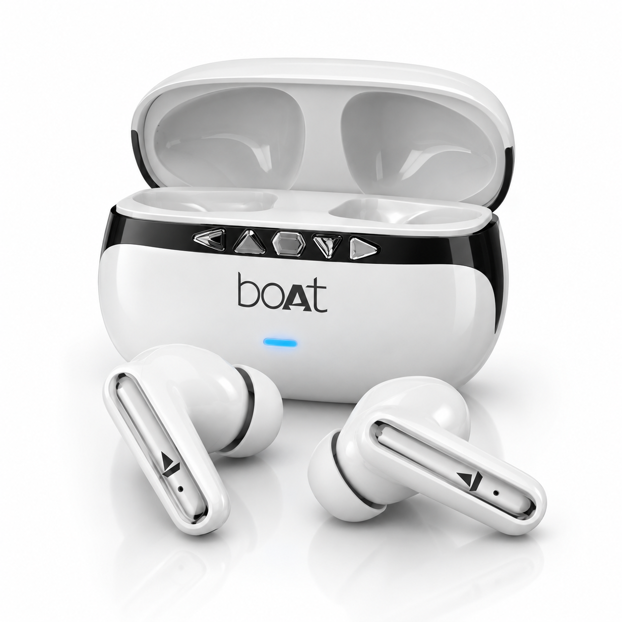 boAt Smart Pods Smart Box TWS Wireless Earbuds – Hi-Res Audio, Up to 100H Playtime, 50ms BEAST Mode, Volume & Video Control – White