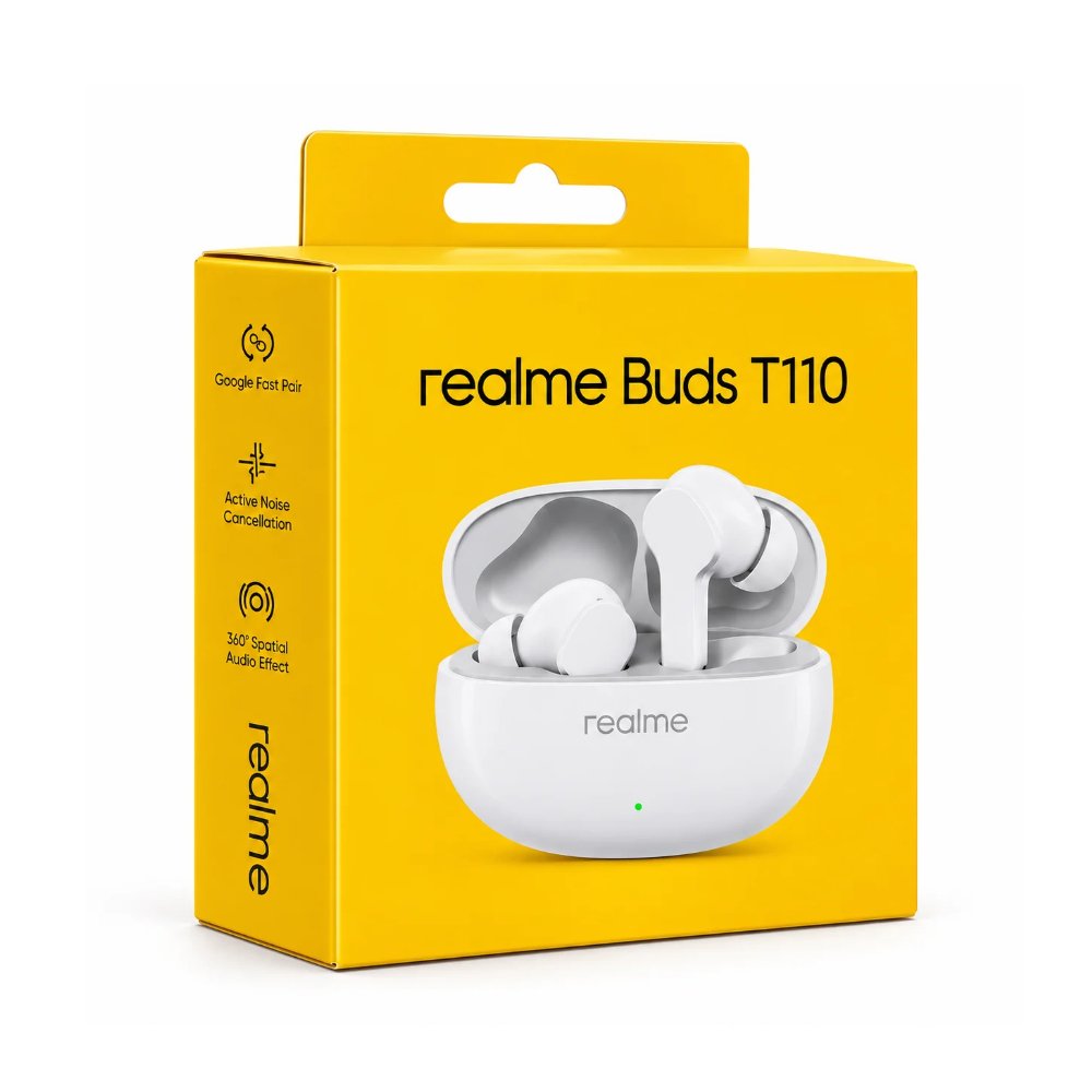 Powerful Bass, Clear Calls & Up to 38H Playback – Realme Buds T110 TWS Earbuds