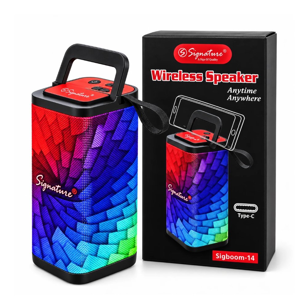 Signature Sigboom-14 Wireless Bluetooth Speaker with Type-C Charging, Mobile Stand & Portable Carry Handle