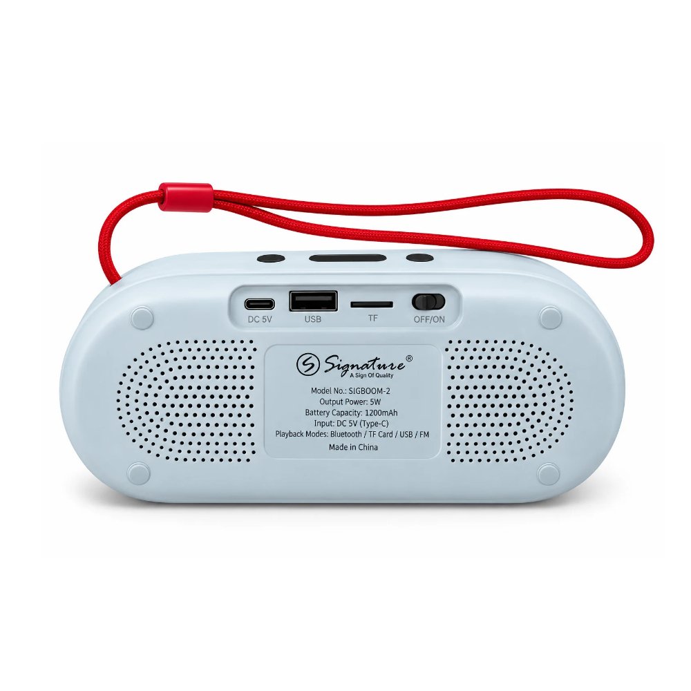 Compact Size, Big Entertainment – Signature Sigboom-2 with Bluetooth, FM, USB & Type-C Charging!