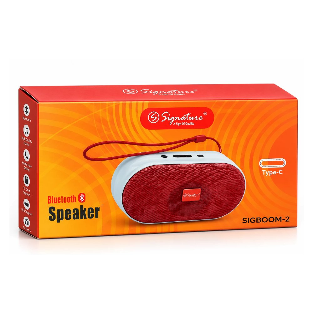 Compact Size, Big Entertainment – Signature Sigboom-2 with Bluetooth, FM, USB & Type-C Charging!