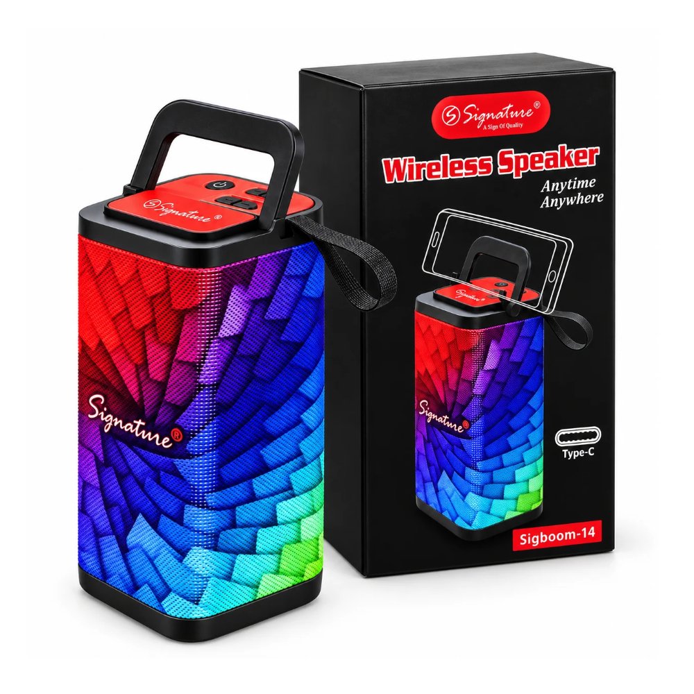 Signature Sigboom-14 Wireless Bluetooth Speaker with Type-C Charging, Mobile Stand & Portable Carry Handle