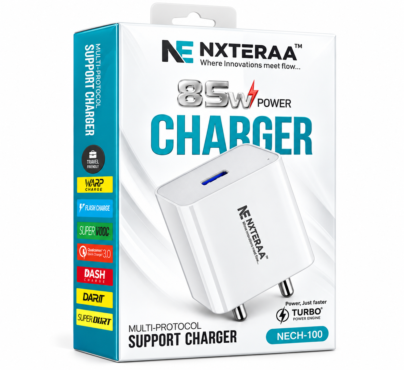 NXTERAA 85W Fast Charger with Type-C Cable – Powerful Charging for Everyday Use