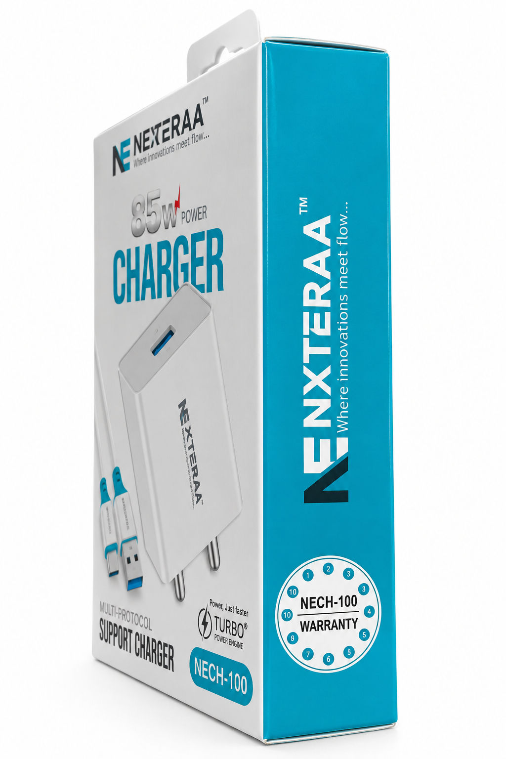 NXTERAA 85W Fast Charger with Type-C Cable – Powerful Charging for Everyday Use