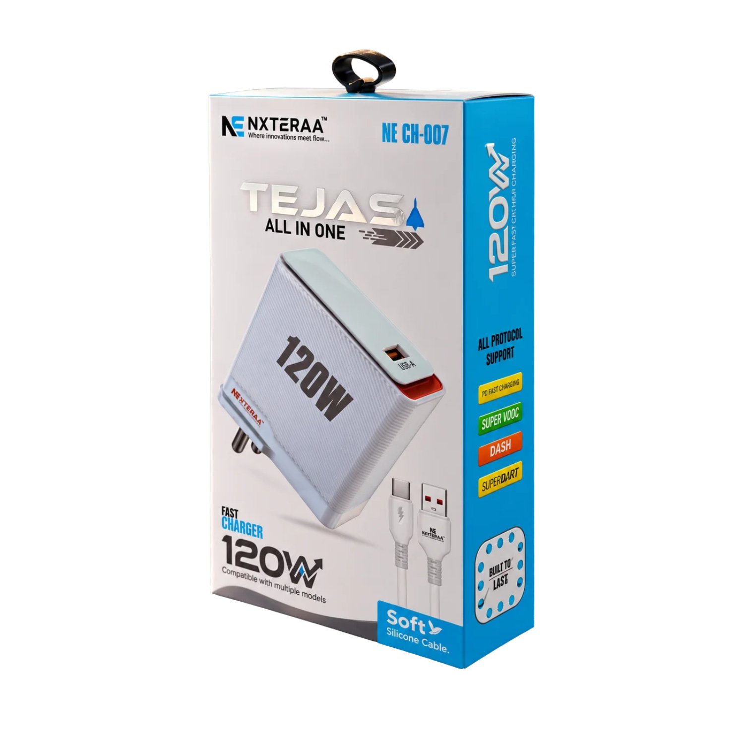 NEXTERAA TEJAS 120W Fast Charger with Type-C Cable