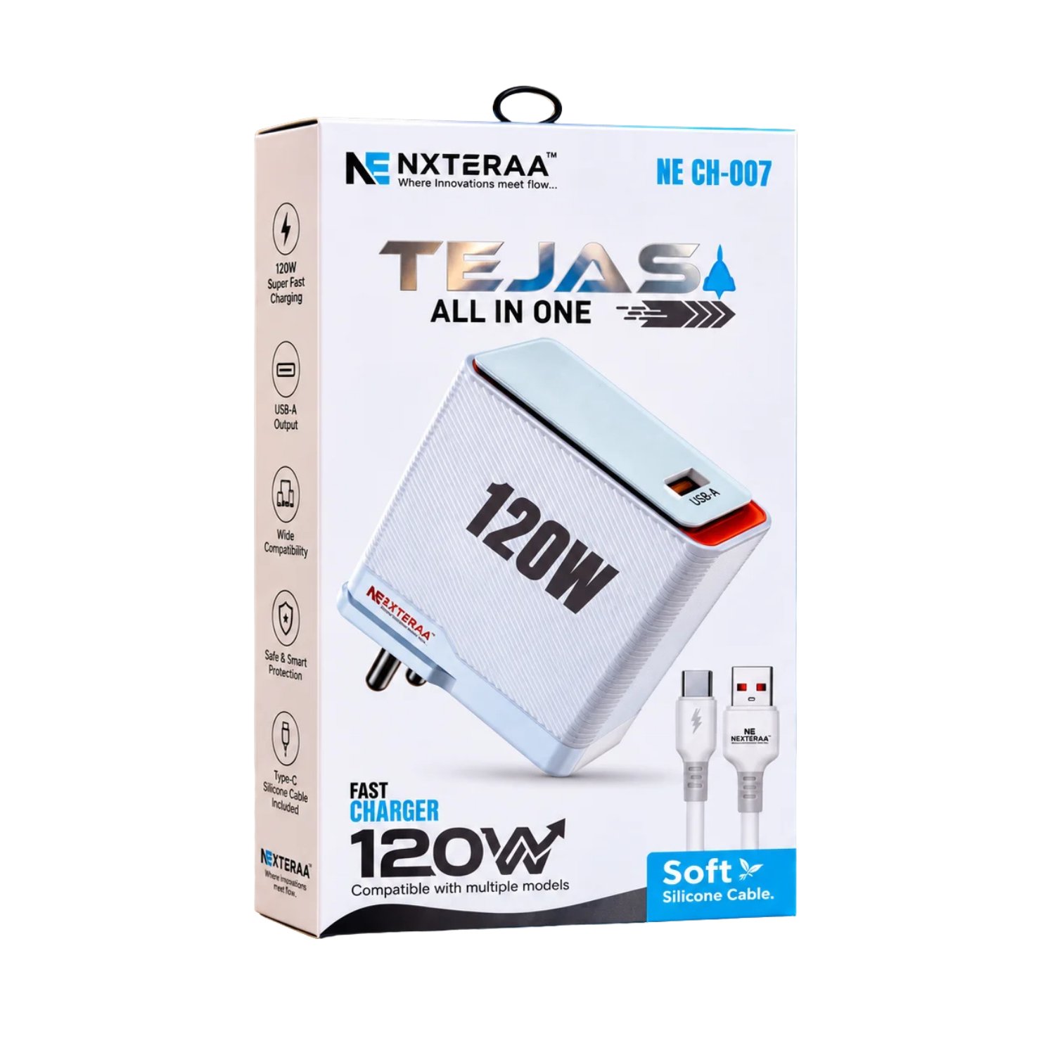NEXTERAA TEJAS 120W Fast Charger with Type-C Cable