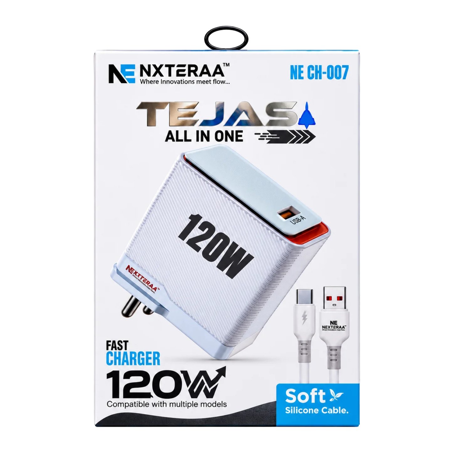 NEXTERAA TEJAS 120W Fast Charger with Type-C Cable