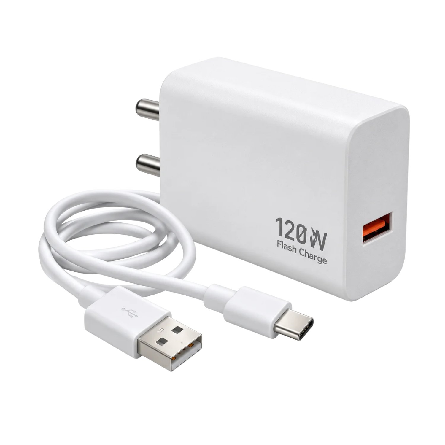 120W Flash Charger for Vivo X100 Pro with USB-A to Type-C Cable – Fast Charging Adapter