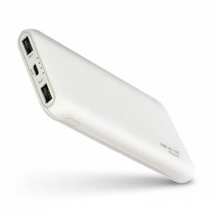 ERD PB-10KE 10000mAh Power Bank charging smartphone, smartwatch and earbuds.