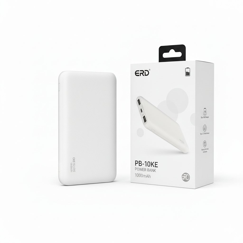 erd-pb10ke-power-bank-special-offer-banner ERD PB-10KE 10000mAh Power Bank with retail box on white background.
